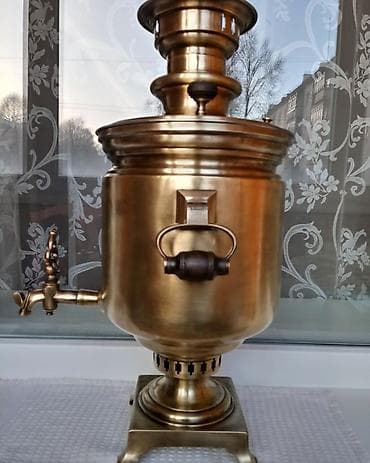 ucuz noutbuklar: Klassik mis samovar – kömür/odunla işləyən • Material: bürünc/mis — 7