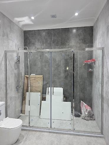 Şüşə duş kabinası – sürüşkən qapılı, alüminium/profil karkaslı model