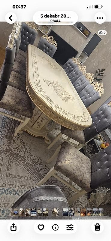 Qonaq otağı üçün, İşlənmiş, Açılmayan, Oval masa, 12 stul