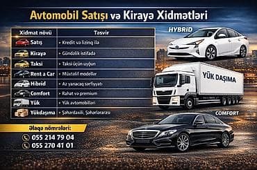 Avtomobil Satışı və Kirayə Xidmətləri Təklif edilən xidmətlər: -