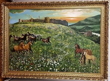 ekran sekili: Eksklüziv əl işi böyük ölçülü yağlı boya tablo – Şuşa (Cıdır düzü) və — 1