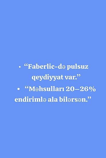 bakida satilan moykalar: Faberlic de pulsuz qeydiyyat var… — 1