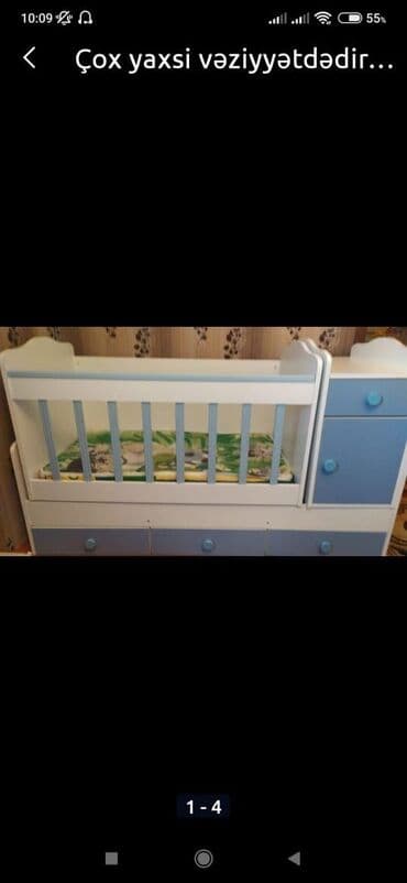 Sifarişlə mebel: Oğlan və qız üçün, İşlənmiş, Beşik, Matras ilə — 1