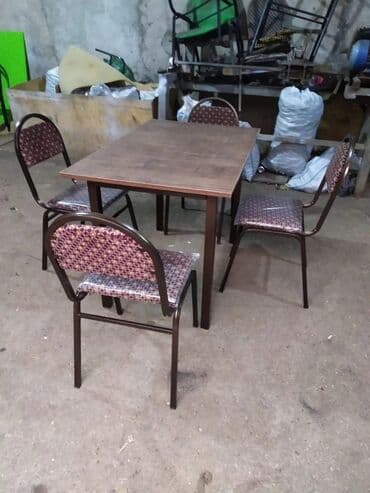 stul ev ucun: Qonaq otağı üçün, Yeni, Açılmayan, Kvadrat masa, 4 stul — 5