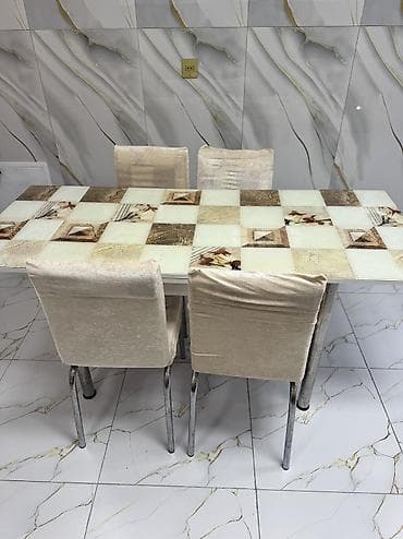 qonaq otaqi: Mətbəx üçün, İşlənmiş, Açılan, Dördbucaq masa, 4 stul — 2