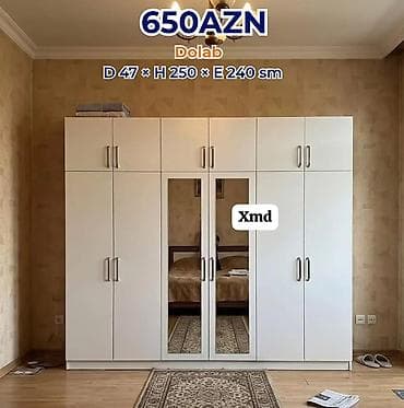 Ağ rəngli çox bölməli paltar dolabı - Ölçülər: dərinlik 47 sm ×