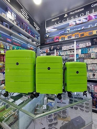 Məhsul: 3-lü sərnişin çamadan dəsti (yaşıl rəng) - Ölçülər: böyük