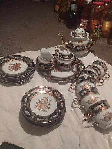 Чайный набор, цвет - Черный, Фарфор, 6 персон