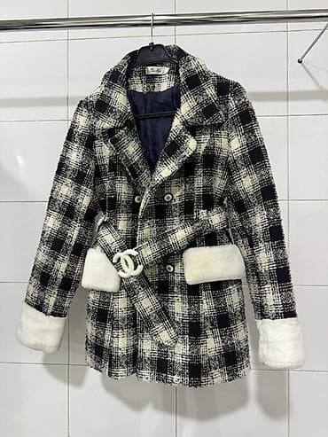 Paltolar: Qadınlar üçün qışlıq palto - Dizayn: Qara-ağ dama (plaid) naxışlı — 1