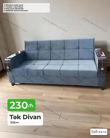 Tək divan – 210 sm - Mexanizm: açılan, bazalı (yataq funksiyalı və — 1