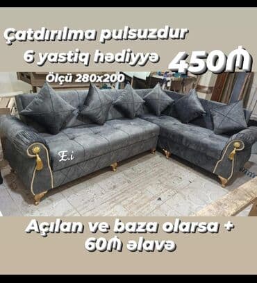 qupka: Künc divan, Yeni, Açılmayan, Bazasız, Ünvana pulsuz çatdırılma — 20