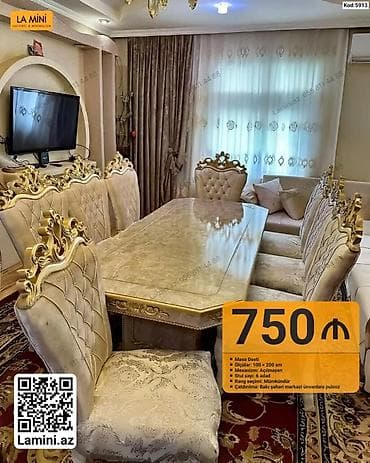 kohnə stul: Masa dəsti – klassik barokko üslubunda - Ölçülər: 100 × 200 sm - — 1