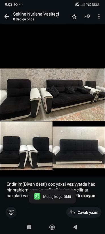 Divan və kreslo dəstləri: Divan, 2 kreslo — 1