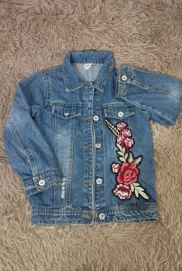 женские джинсовые комбинезоны: Uşaq üçün cins gödəkçə - Material: klassik mavi denim - Dizayn: ön — 1