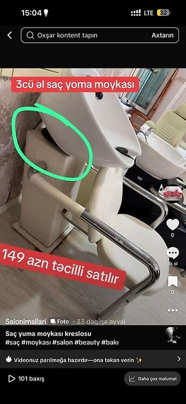 su bockasi: Saç yuma moykası və kreslosu - Salonlar üçün saç yuma bölməsi — 1