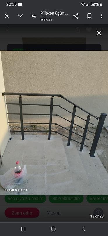 Metall pilləkən məhəccəri - Material: möhkəm metal konstruksiya -