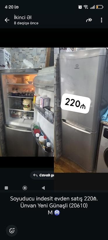 iphone satis: Indesit soyuducu - Rəng: gümüşü (inox) - Alt hissədə dondurucu — 1