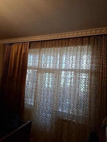 8 mart gullar: Qızılı naxışlı tül pərdə seti - Material: incə tor tül üzərində — 9