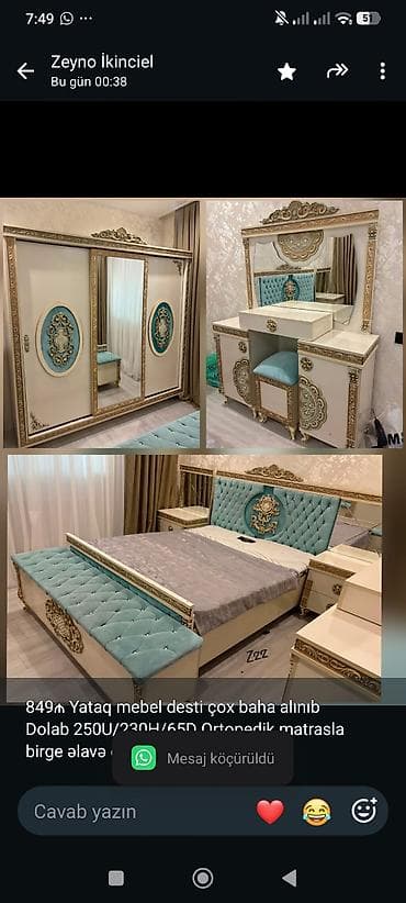 paltar dolab: 849₼ Yataq mebel desti çox baha alınıb Dolab 250U/230H/65D Ortopedik — 1