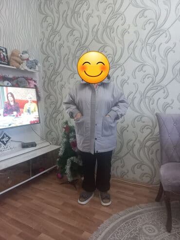 ucuz don: Qadın qış gödəkçəsi - Rəng: açıq boz - Model: qalıq (mid-length), düz — 1