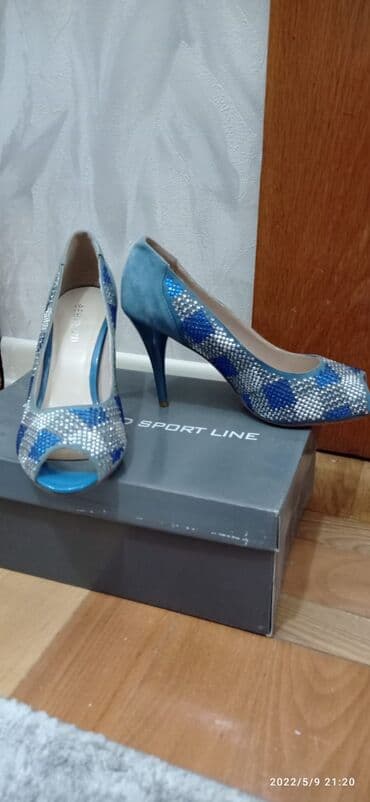 4xl nece razmerdi: Tuflilər, Ölçü: 36.5, rəng - Mavi, Yeni — 2