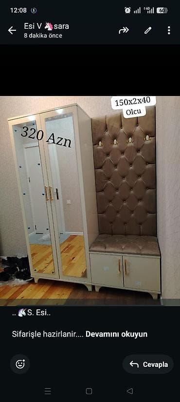 . 🦄S. Esi. Sifarişle hazirlanir. Olcu.150x2x40 Catdirilma seher