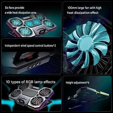 notebook ram: M-LID H5 RGB Laptop Soyuducu Stend | 6 Fan | 3 Sürət | 2000 RPM M-LID — 3