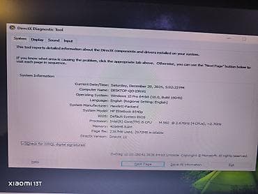 HP: HP EliteBook 8560p noutbuk Texniki xüsusiyyətlər: - Ekran: 15.6" — 5