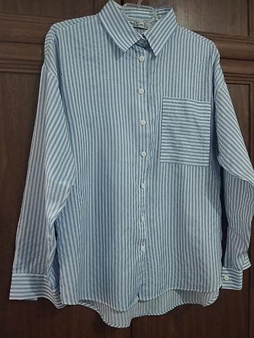 Mavi-ağ zolaqlı qadın köynəyi - Marka: Miss Brown - Model: Klassik — 5