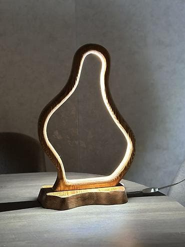 cuce sekilleri: Ağacdan dekorativ LED masa lampası - Material: təbii ağac (müxtəlif — 4