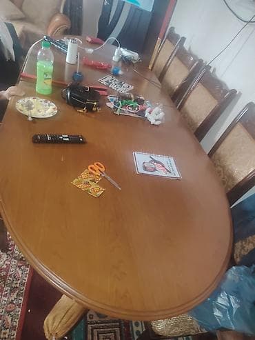 Qonaq otağı üçün, İşlənmiş, Açılmayan, Oval masa, 8 stul — 1