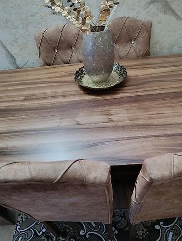 Qonaq otağı üçün, İşlənmiş, Açılmayan, Dördbucaq masa, 6 stul