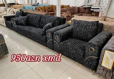divan desti: Mebel dəsti – qara rəngli dəbli salon/otaq üçün - Komplekt: 1 ədəd — 1