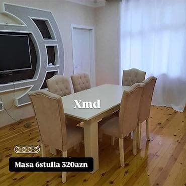 berber masası: Masa və 6 stul dəsti - Komplekt: 1 yemək masası + 6 ədəd stul - — 2