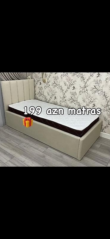 mini masa: Tek nəfərlik çarpayı və başlıqla uyğun dizaynda, sadə və zərif — 1