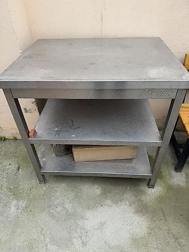 Paslanmayan poladdan (inox) iş masası - Marka: Akçelik (lövhədə qeyd — 1