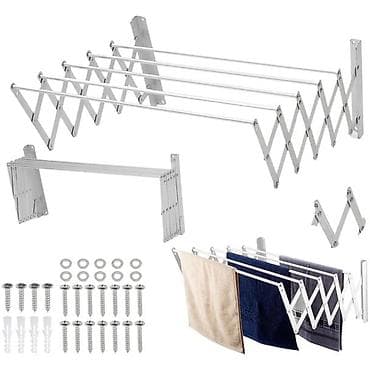 divar saatı: Divar tipli teleskopik paltar asılqanı/qarmaqlı quruducu Dəmir — 2