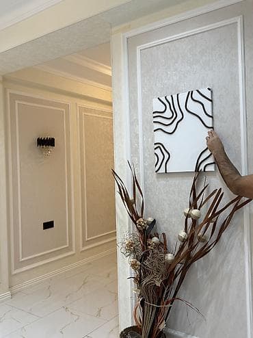 heri sekilleri: Abstrakt dekorativ tablo – müasir interyerlər üçün - Dizayn: Ağ əsas — 1