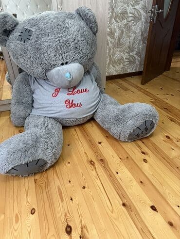 don şəkilləri çəkmək: Nəhəng plyuş ayı - Rəng: boz - Üzərində “I Love You” yazılı boz — 2