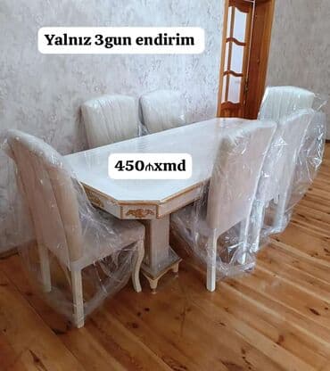 su matotu: Qonaq otağı üçün, Yeni, Açılmayan, Dördbucaq masa, 6 stul — 1