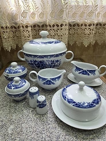 Nahar dəsti, rəng - Mavi, Farfor