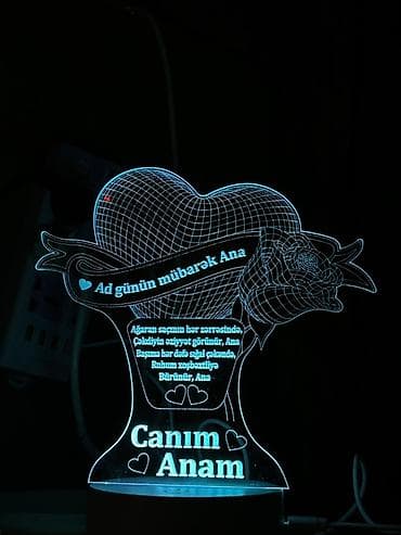 Освещение: LED akril masaüstü dekor – “Canım Anam” Analara özəl işıqlı — 1