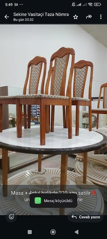 televizor alti divarda: Masa + 4stul birlikde 220 azn satilir‼️unvan ceyranbatan sekine — 1