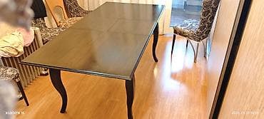 Qonaq masası, İşlənmiş, Açılan, Taxta, Dördbucaq masa