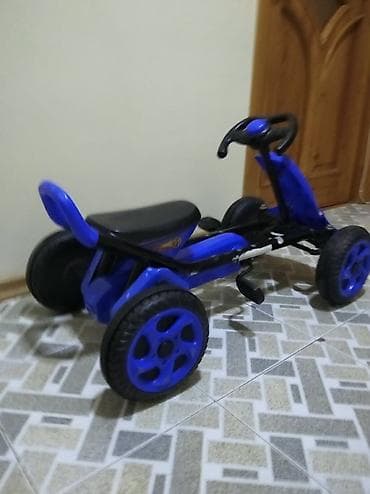 Uşaq üçün elektrik maşınları: Uşaq pedallı go-kart - Rəng: mavi/qarışıq qara detallarla - Pedallı — 4
