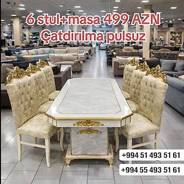 Для гостиной, Новый, Нераскладной, Прямоугольный стол, 6 стульев — 1
