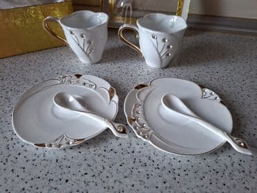 Mətbəx aksesuarları: Çay dəsti, rəng - Ağ, Farfor, 2 nəfərlik — 4