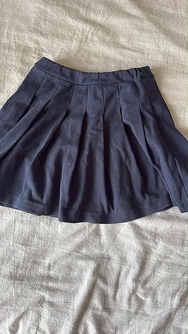 mini geyim: Tünd göy rəngli qısa ətək Yaş 6-7 - Model: A-kəsim, büzgülü/pliseli — 1
