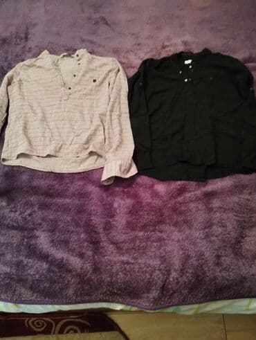 kisi geyimleri 2021: 2 ədəd kişi köynəyi dəsti - Model: mandarin yaxalı, yarızipli/qayçı — 1