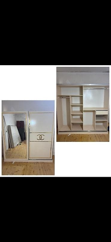 2 ci əl divanlar: 2 qapılı, Güzgülü, Bej, Digər material, Kupe, Düz dolab — 1